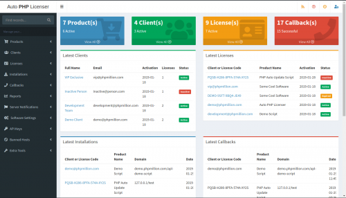 Auto PHP Licenser Administration Dashboard